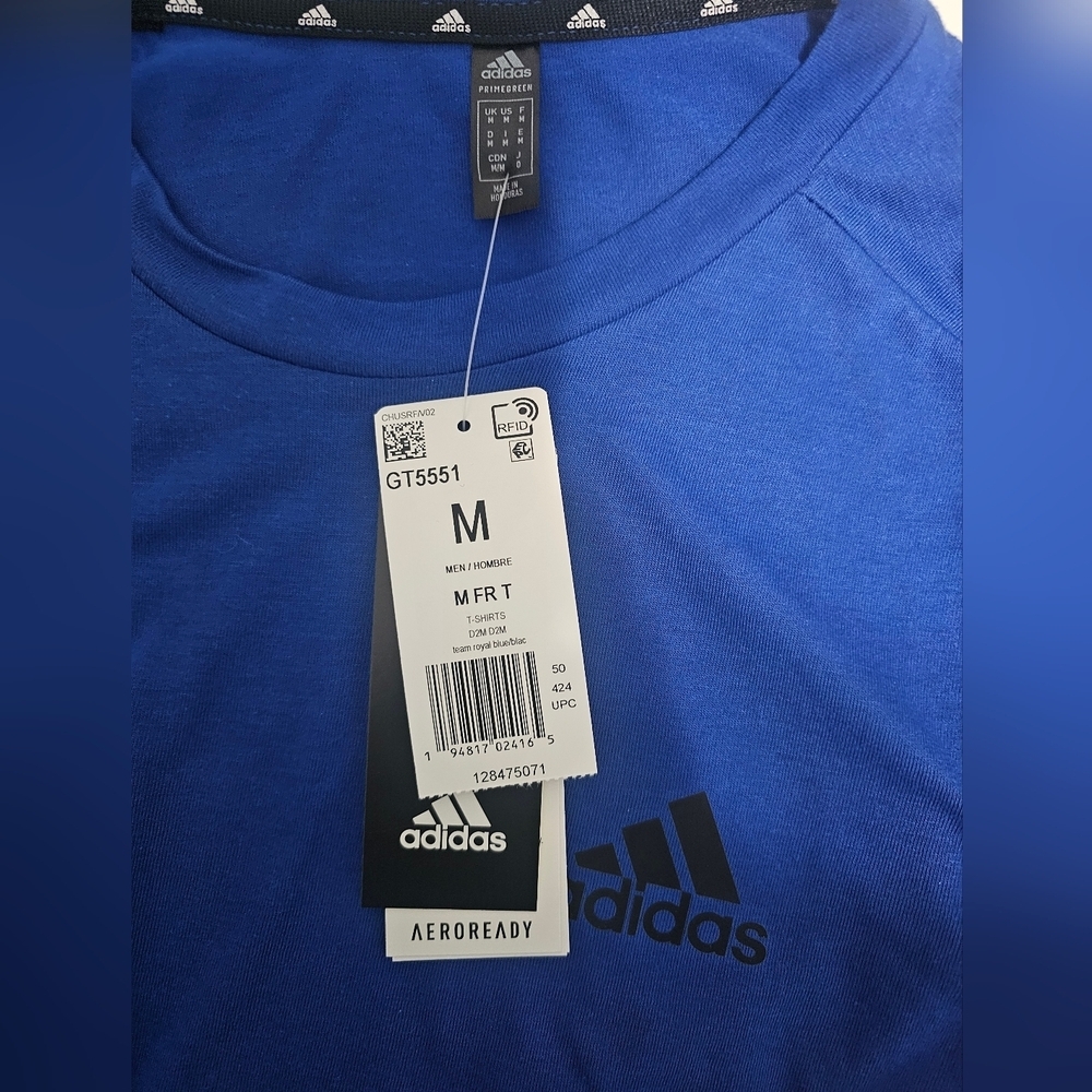 NWT Adidas Men's Aeroready Designed To Move Feelready Sport Blue Tee Sz M - Picture 3 of 5